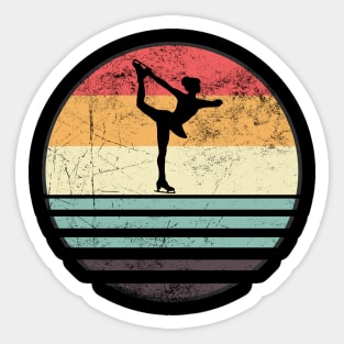 Ice Skater Silhouette - Vintage Sunset Sticker